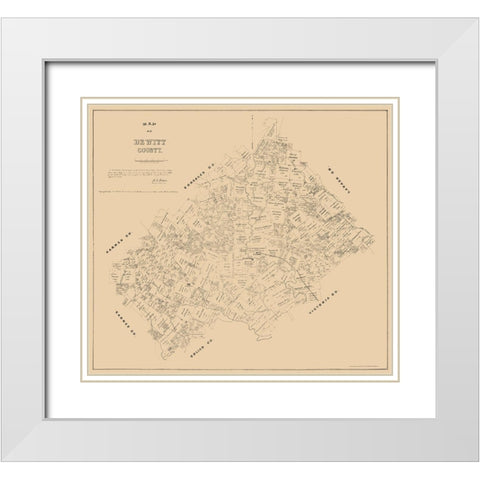 DeWitt County Texas - Walsh 1881 White Modern Wood Framed Art Print with Double Matting by Walsh