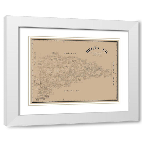 Delta County Texas - Blain 1889 White Modern Wood Framed Art Print with Double Matting by Blain