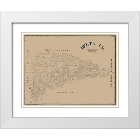 Delta County Texas - Blain 1889 White Modern Wood Framed Art Print with Double Matting by Blain