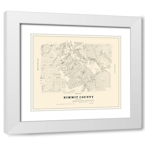 Dimmit County Texas - Walsh 1879 White Modern Wood Framed Art Print with Double Matting by Walsh