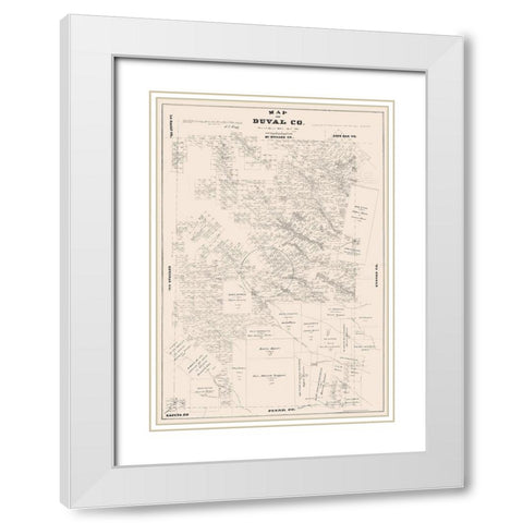 Duval County Texas - Walsh 1880 White Modern Wood Framed Art Print with Double Matting by Walsh