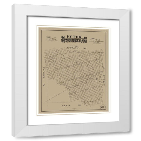 Ector County Texas - Hall 1889 White Modern Wood Framed Art Print with Double Matting by Hall