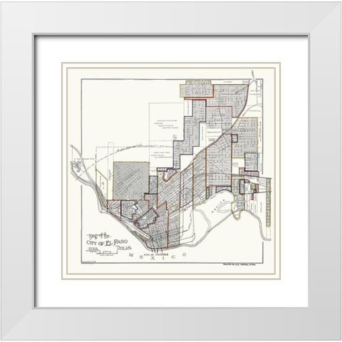 El Paso Texas - Baer 1906 White Modern Wood Framed Art Print with Double Matting by Baer