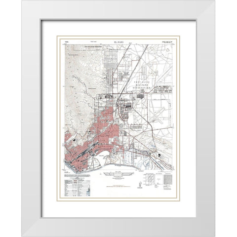 El Paso Texas Sheet - USGS 1947 White Modern Wood Framed Art Print with Double Matting by USGS