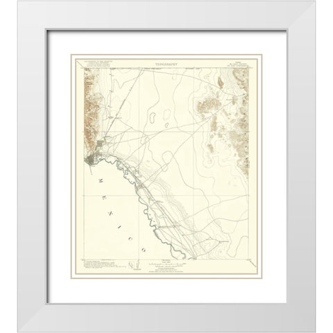 El Paso Texas Quad - USGS 1907 White Modern Wood Framed Art Print with Double Matting by USGS