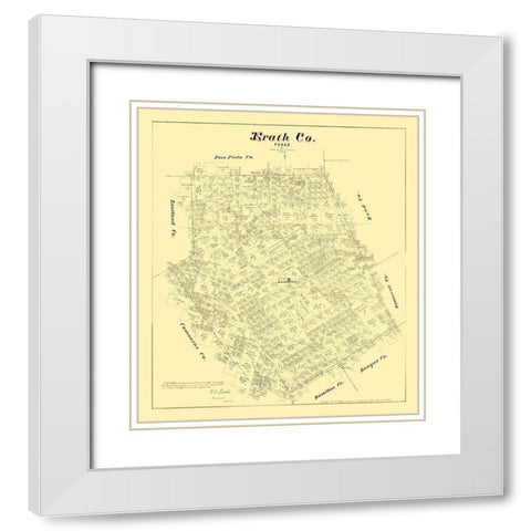 Erath County Texas - Walsh 1879 White Modern Wood Framed Art Print with Double Matting by Walsh