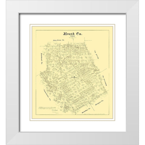 Erath County Texas - Walsh 1879 White Modern Wood Framed Art Print with Double Matting by Walsh