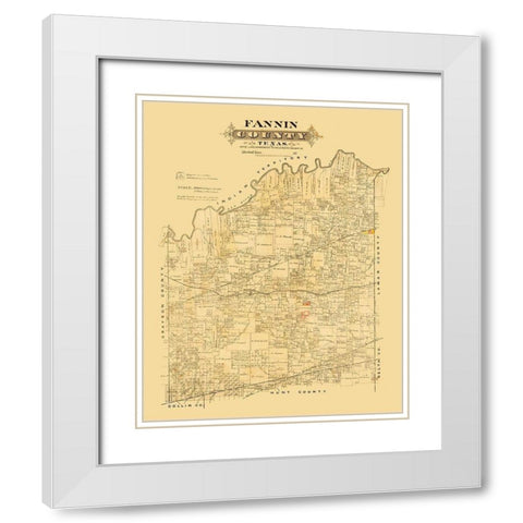 Fannin County Texas - Marshall 1870 White Modern Wood Framed Art Print with Double Matting by Marshall