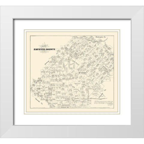 Fayette County Texas - Walsh 1879 White Modern Wood Framed Art Print with Double Matting by Walsh