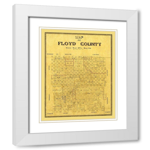 Floyd County Texas - 1888 White Modern Wood Framed Art Print with Double Matting by Unknown