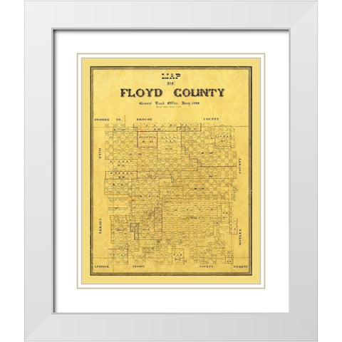 Floyd County Texas - 1888 White Modern Wood Framed Art Print with Double Matting by Unknown