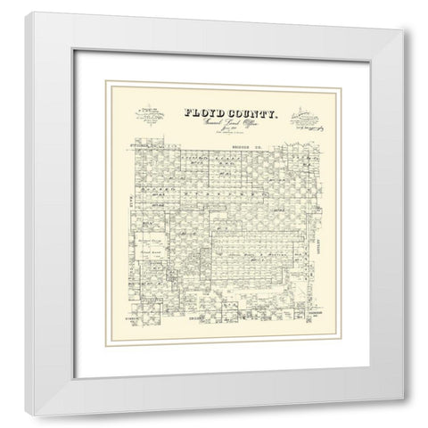 Floyd County Texas - McGaughey 1892 White Modern Wood Framed Art Print with Double Matting by McGaughey