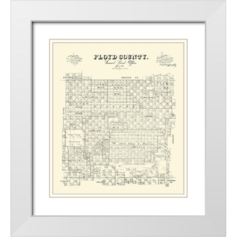 Floyd County Texas - McGaughey 1892 White Modern Wood Framed Art Print with Double Matting by McGaughey