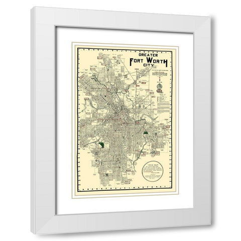 Fort Worth Texas - Rogers 1920 White Modern Wood Framed Art Print with Double Matting by Rogers