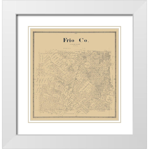 Frio County Texas - Beaumont 1893 White Modern Wood Framed Art Print with Double Matting by Beaumont