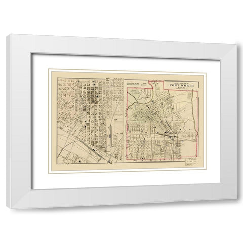 Ft. Worth Texas Landowner - Gray 1885 White Modern Wood Framed Art Print with Double Matting by Gray