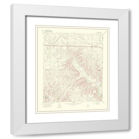 Fuller Texas Quad - USGS 1967 White Modern Wood Framed Art Print with Double Matting by USGS