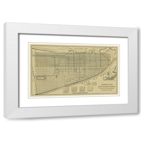 Galveston Texas - Austin 1891 White Modern Wood Framed Art Print with Double Matting by Austin