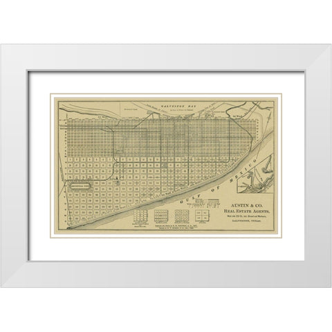 Galveston Texas - Austin 1891 White Modern Wood Framed Art Print with Double Matting by Austin