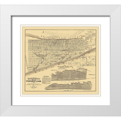 Galveston Texas - Trimble 1867 White Modern Wood Framed Art Print with Double Matting by Trimble