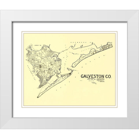 Galveston Texas Landowner - Land Office 1892 White Modern Wood Framed Art Print with Double Matting by Land Office