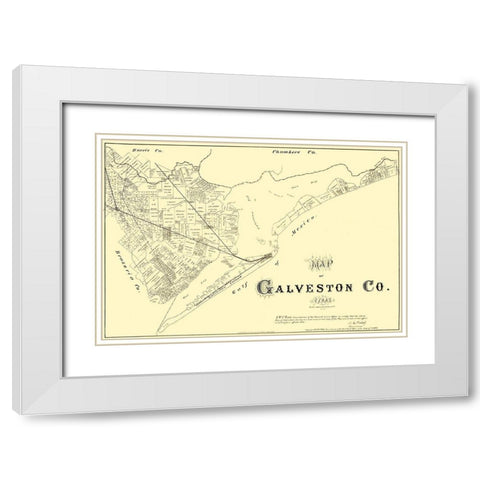 Galveston Texas - Land Office 1879 White Modern Wood Framed Art Print with Double Matting by Land Office