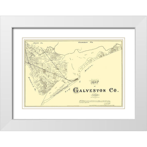 Galveston Texas - Land Office 1879 White Modern Wood Framed Art Print with Double Matting by Land Office