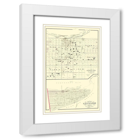 Galveston Texas - Gray 1884 White Modern Wood Framed Art Print with Double Matting by Gray