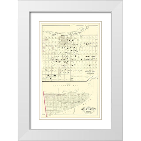Galveston Texas - Gray 1884 White Modern Wood Framed Art Print with Double Matting by Gray