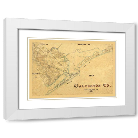 Galveston County Texas - 1897 White Modern Wood Framed Art Print with Double Matting by Unknown