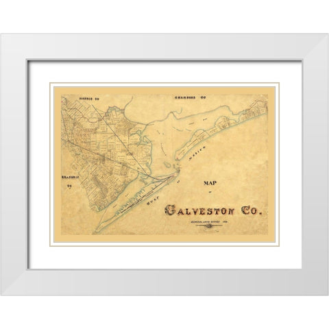 Galveston County Texas - 1897 White Modern Wood Framed Art Print with Double Matting by Unknown