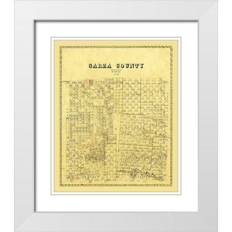 Garza County Texas - Stakemann 1879 White Modern Wood Framed Art Print with Double Matting by Stakemann