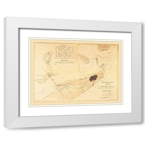 Galveston Fortifications Texas - Long 1862 White Modern Wood Framed Art Print with Double Matting by Long