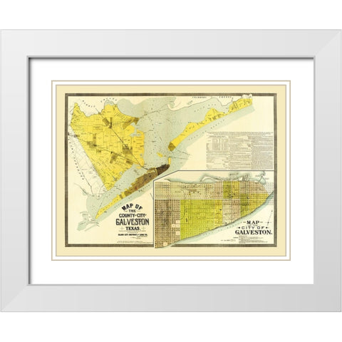 Galveston Texas -1891 White Modern Wood Framed Art Print with Double Matting by Unknown