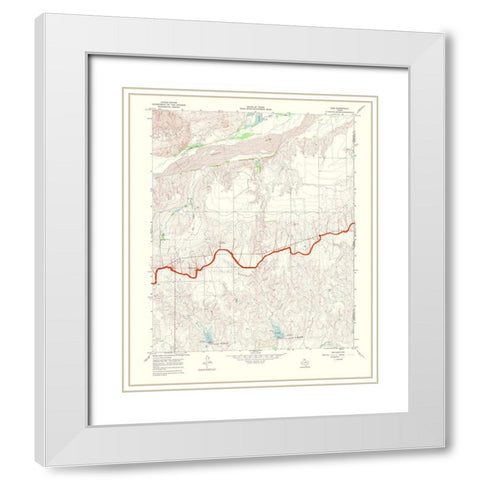 Gem Texas Quad - USGS 1969 White Modern Wood Framed Art Print with Double Matting by USGS
