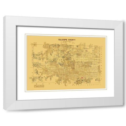 Gillespie County Texas -1873 White Modern Wood Framed Art Print with Double Matting by Unknown