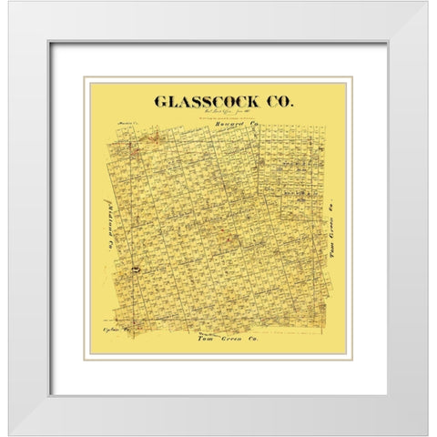 Glasscock County Texas - 1887 White Modern Wood Framed Art Print with Double Matting by Unknown