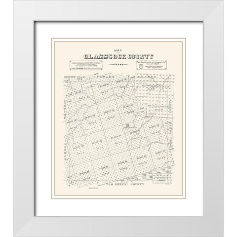 Glasscock County Texas - 1890 White Modern Wood Framed Art Print with Double Matting by Unknown
