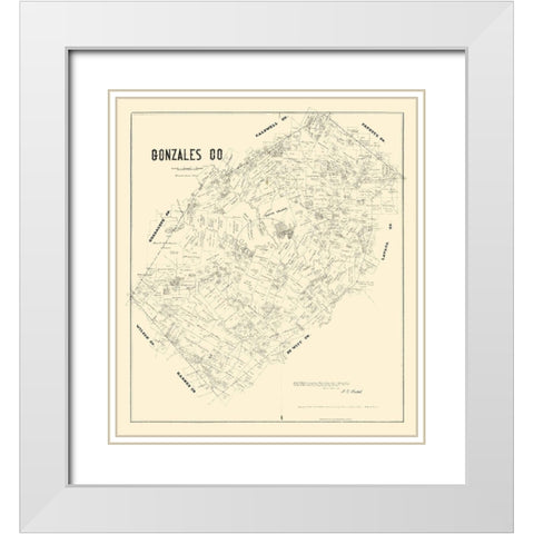 Gonzales County Texas - Walsh 1880 White Modern Wood Framed Art Print with Double Matting by Walsh