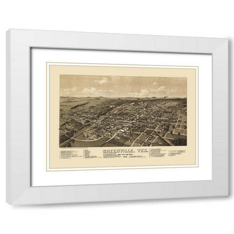 Greenville Texas - Norris 1886 White Modern Wood Framed Art Print with Double Matting by Norris