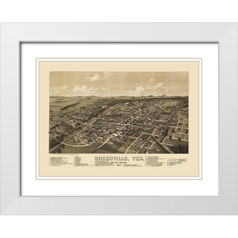 Greenville Texas - Norris 1886 White Modern Wood Framed Art Print with Double Matting by Norris