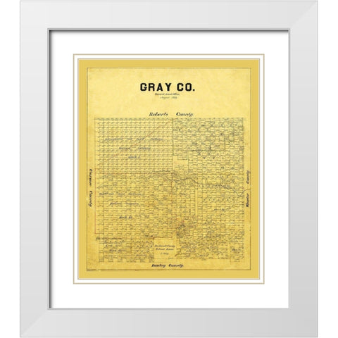 Gray County Texas - 1889 White Modern Wood Framed Art Print with Double Matting by Unknown