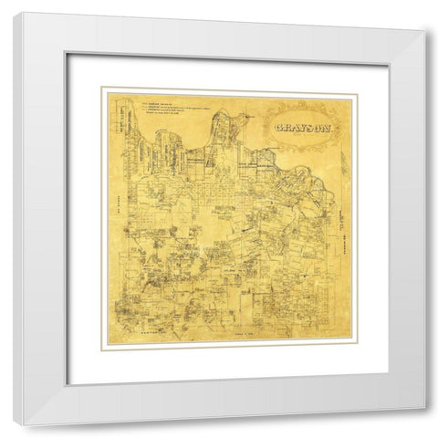 Grayson County Texas - 1853 White Modern Wood Framed Art Print with Double Matting by Unknown