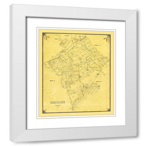 Guadalupe County Texas - 1854 White Modern Wood Framed Art Print with Double Matting by Unknown