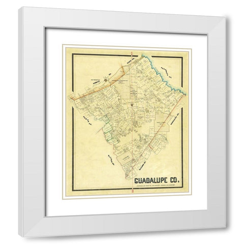 Guadalupe County Texas - Arlitt 1869 White Modern Wood Framed Art Print with Double Matting by Arlitt