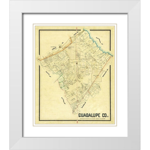 Guadalupe County Texas - Arlitt 1869 White Modern Wood Framed Art Print with Double Matting by Arlitt