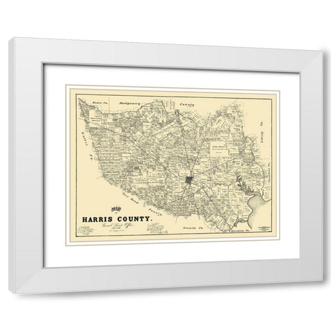 Harris Texas Landowner - Land Office 1893 White Modern Wood Framed Art Print with Double Matting by Land Office