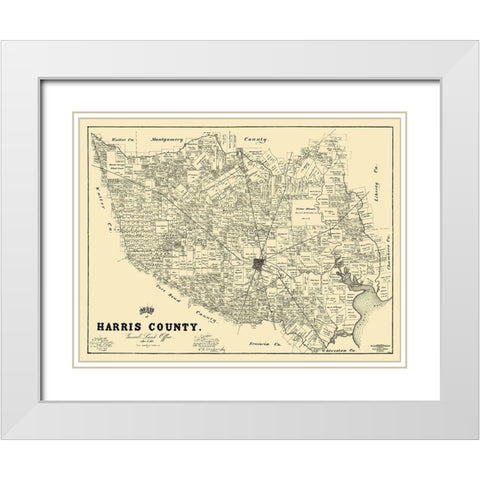 Harris Texas Landowner - Land Office 1893 White Modern Wood Framed Art Print with Double Matting by Land Office