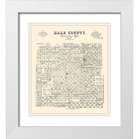 Hale County Texas - McGaughey 1892 White Modern Wood Framed Art Print with Double Matting by McGaughey