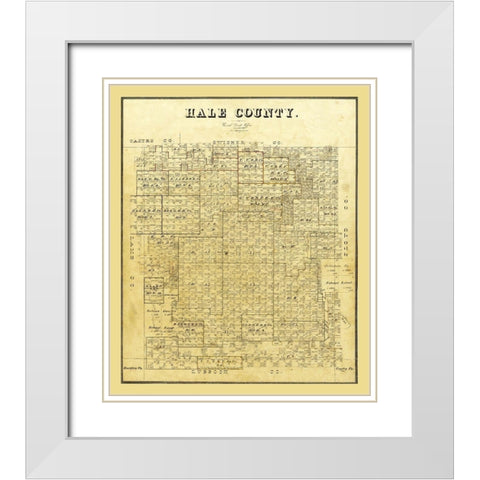 Hale County Texas - 1895 White Modern Wood Framed Art Print with Double Matting by Unknown